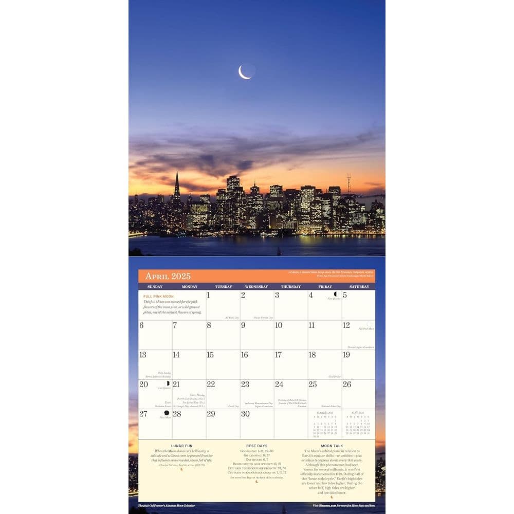 Old Farmers Almanac Moon 2025 Wall Calendar Second Alternate Image