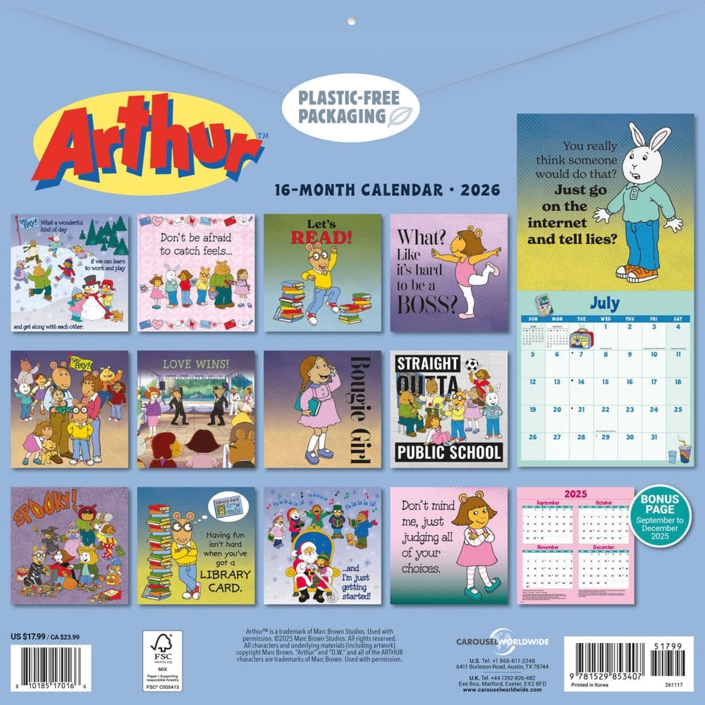 Arthur 2026 Wall Calendar First Alternate Image