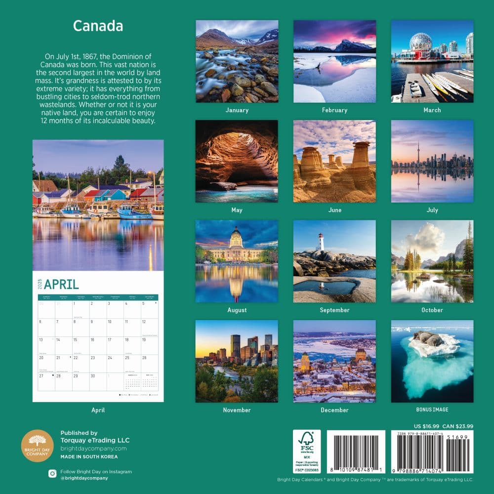 Canada 2025 Wall Calendar