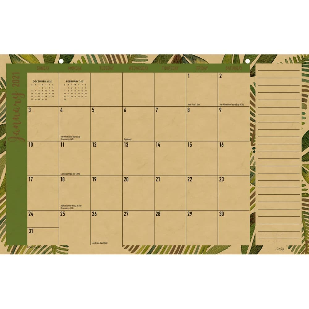Kraft Tropic Desk Pad Calendar by CatCoq