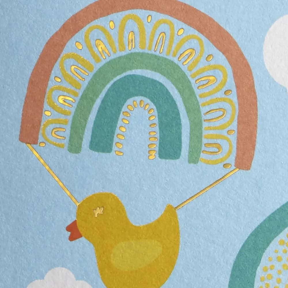 Parachutes Baby Shower New Baby Card close up