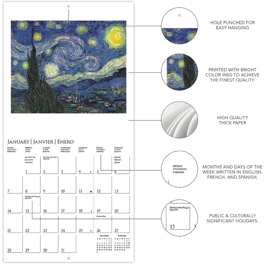 Van Gogh 2024 Mini Wall Calendar Fourth Alternate Image width=&quot;1000&quot; height=&quot;1000&quot;