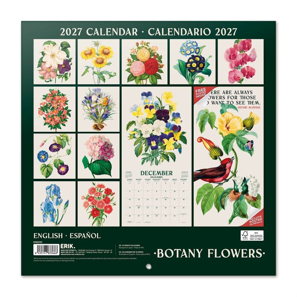 Botany Flowers 2027 Wall Calendar First Alternate Image