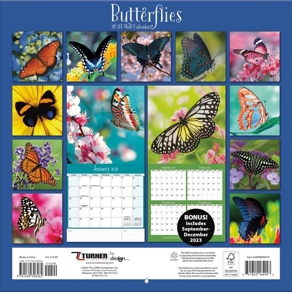 Butterflies Photo 2024 Wall Calendar