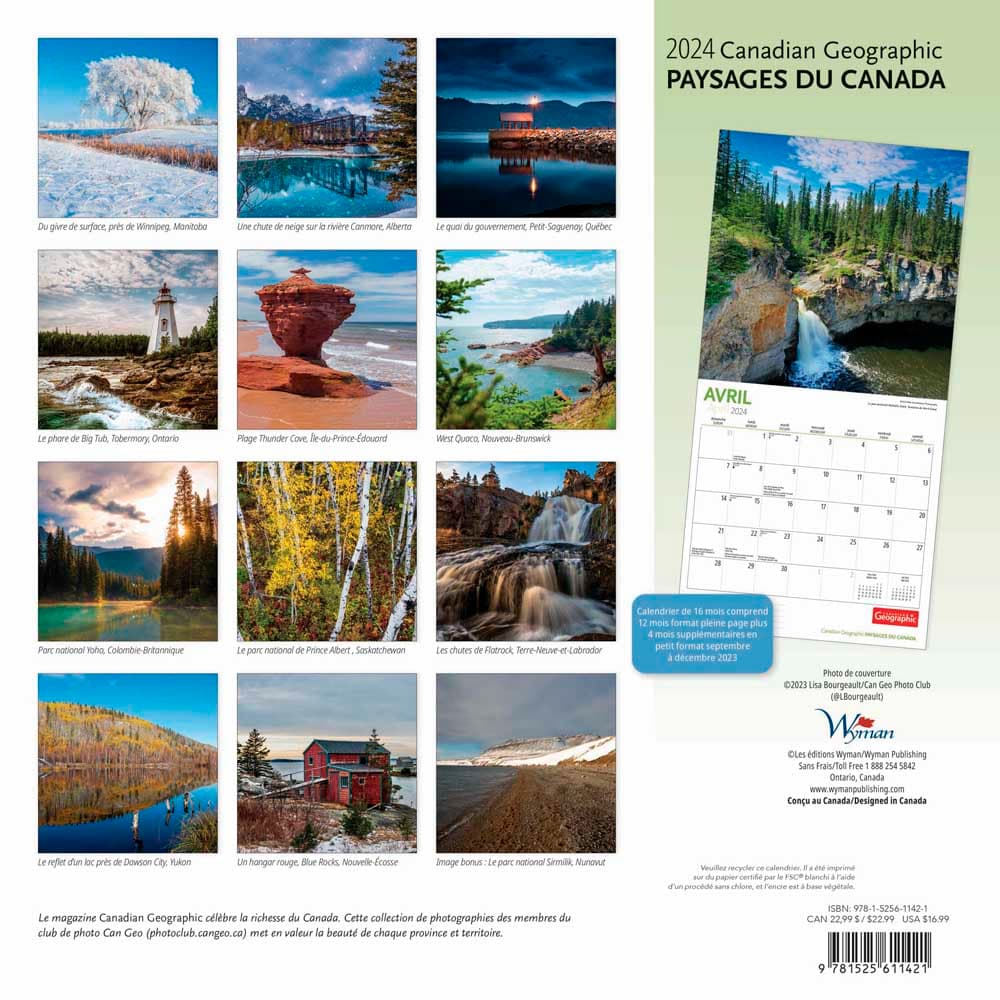 Canadian Geographic 2024 Wall Calendar Back