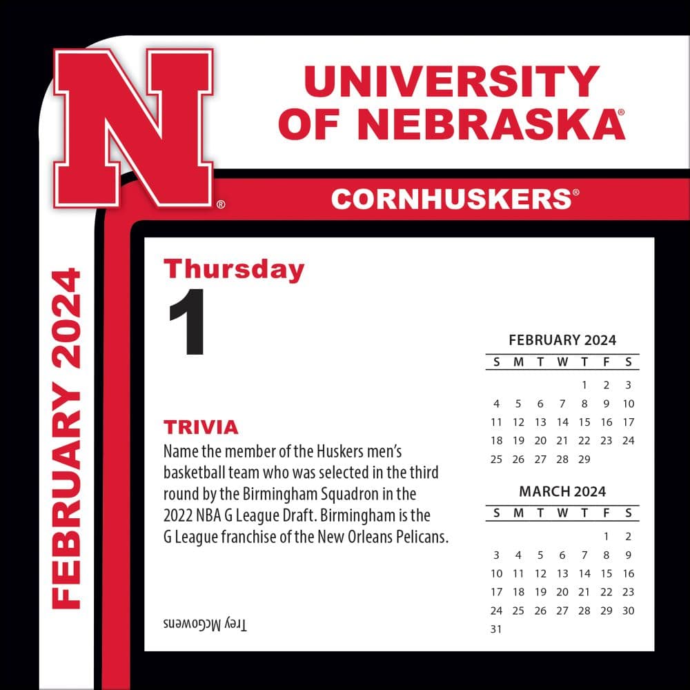 Nebraska Cornhuskers 2024 Desk Calendar Third Alternate Image width=&quot;1000&quot; height=&quot;1000&quot;