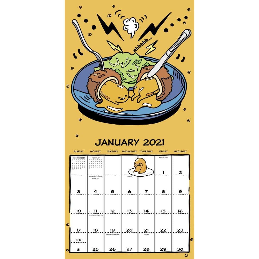 Gudetama™ the Lazy Egg 16-month 2020 wall calendar 12"X12" w 