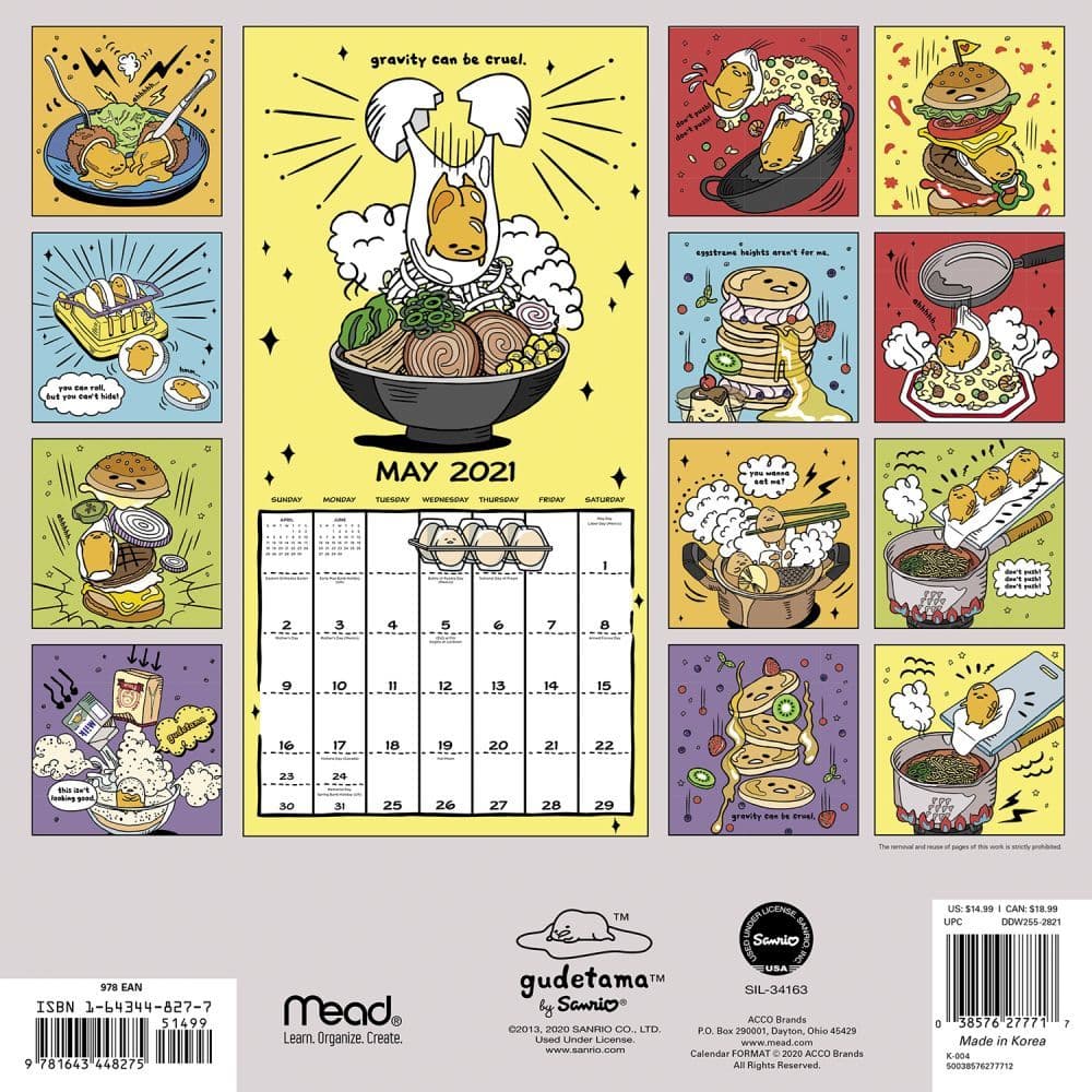 Gudetama Wall Calendar