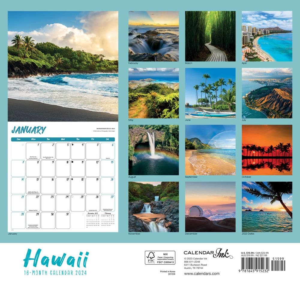 Hawaii 2024 Wall Calendar