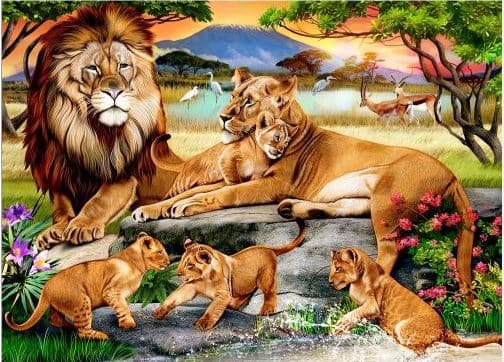 Lions Family in the Savannah 1000pc Puzzle Main Image
