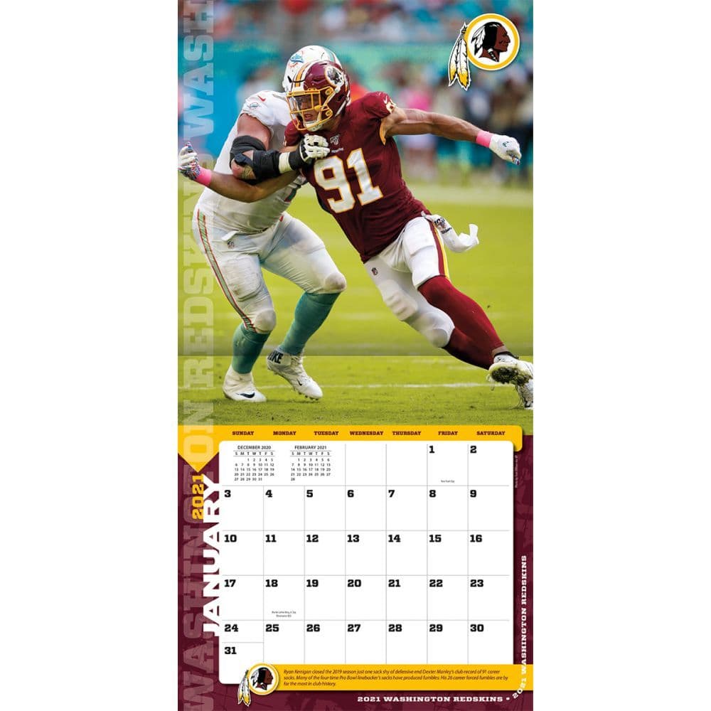 Washington Redskins 2022 Calendar - January Calendar 2022