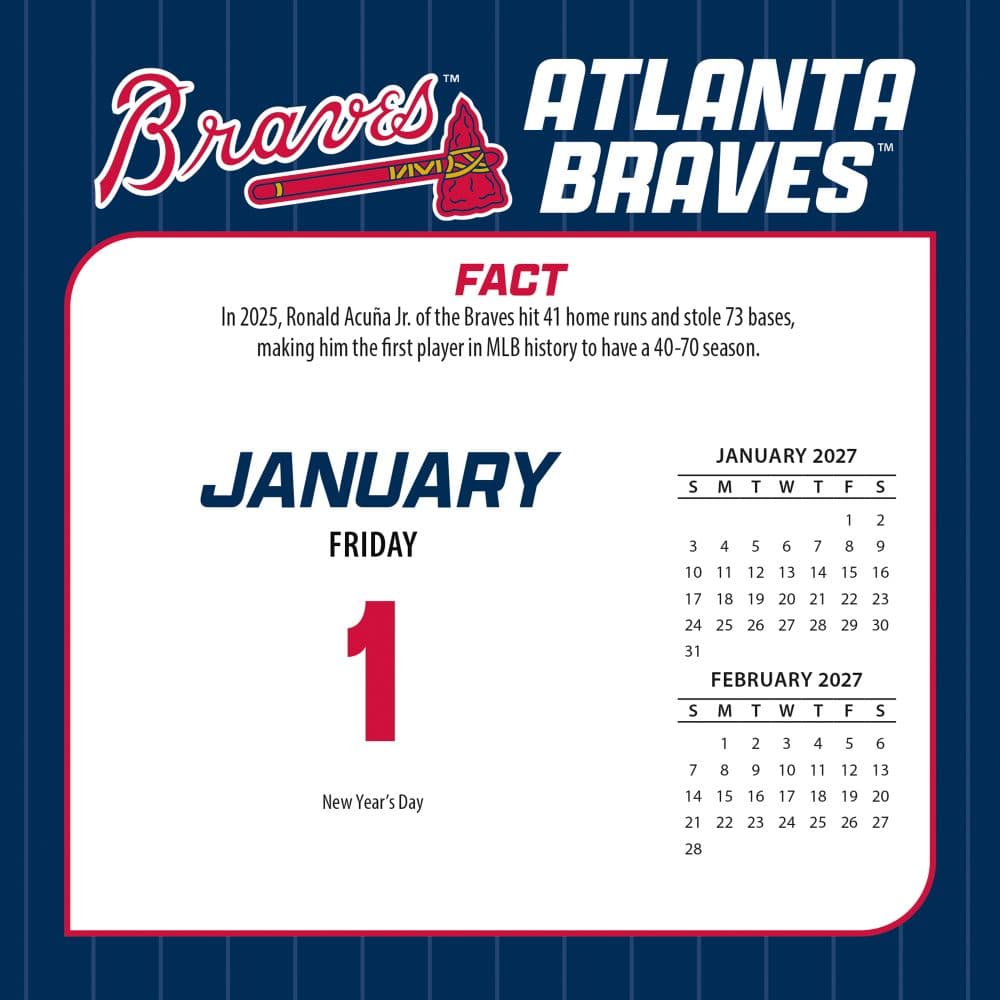 MLB Atlanta Braves 2027 Desk Calendar Second Alternate Image
