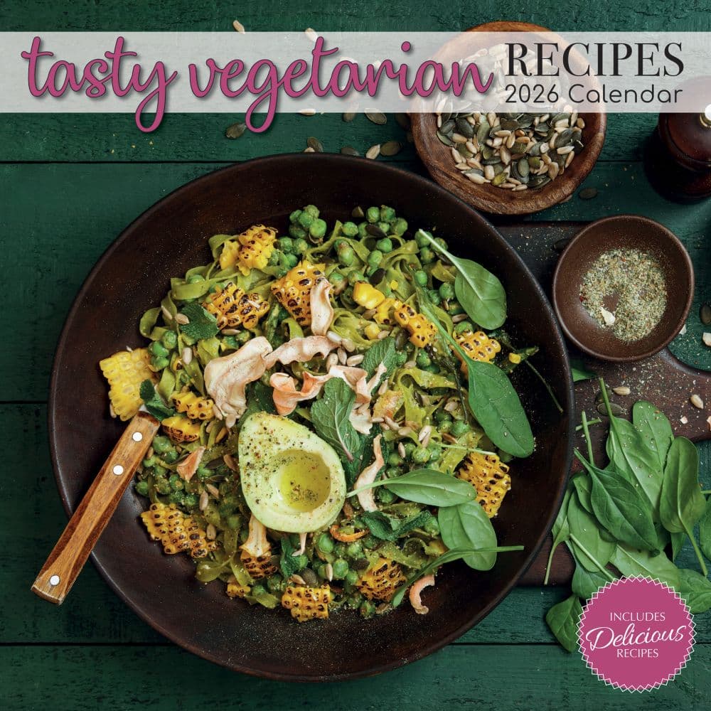 Tasty Vegetarian Recipes 2026 Wall Calendar Main Image