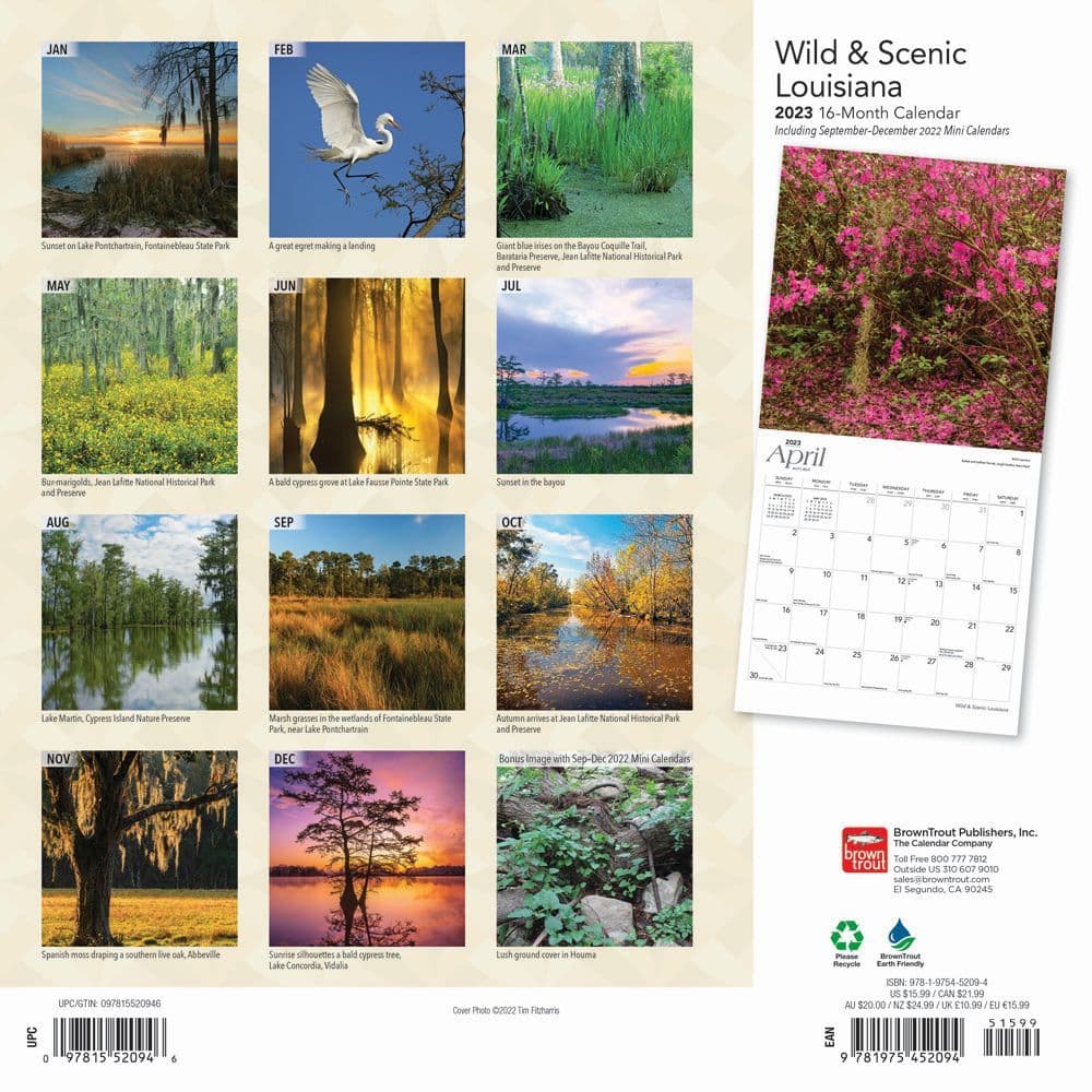 Louisiana Wild and Scenic 2023 Wall Calendar - Calendars.com
