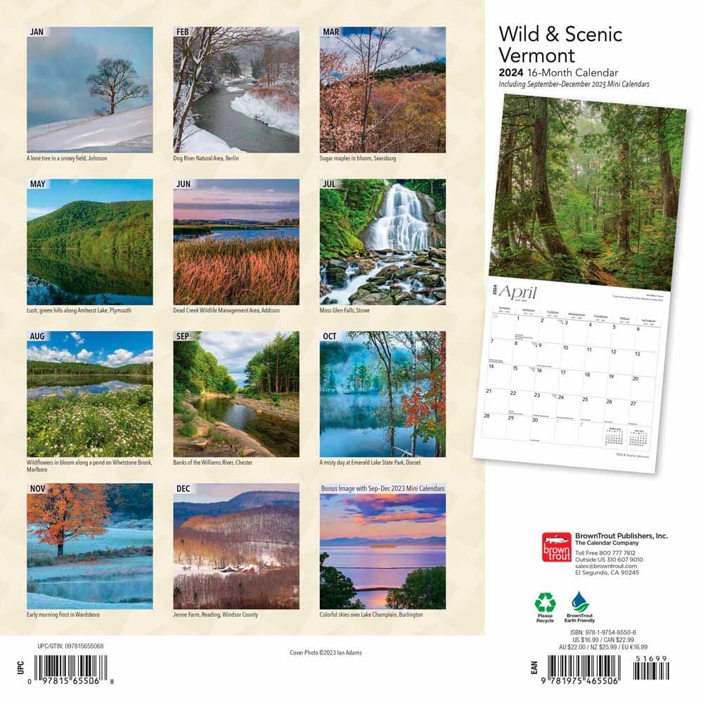 Vermont Wild and Scenic 2024 Wall Calendar