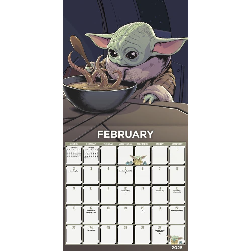 Mandalorian Star Wars 2025 Wall Calendar