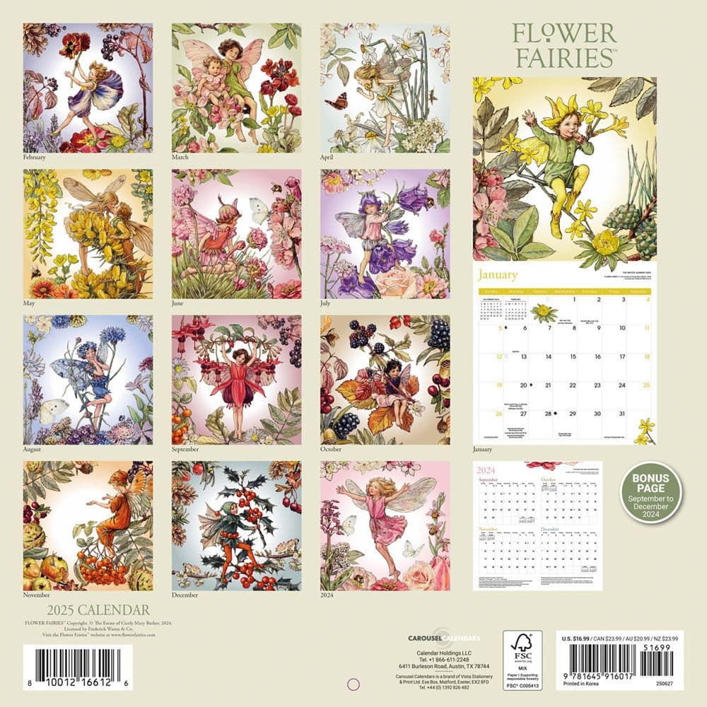 Flower Fairies 2025 Wall Calendar