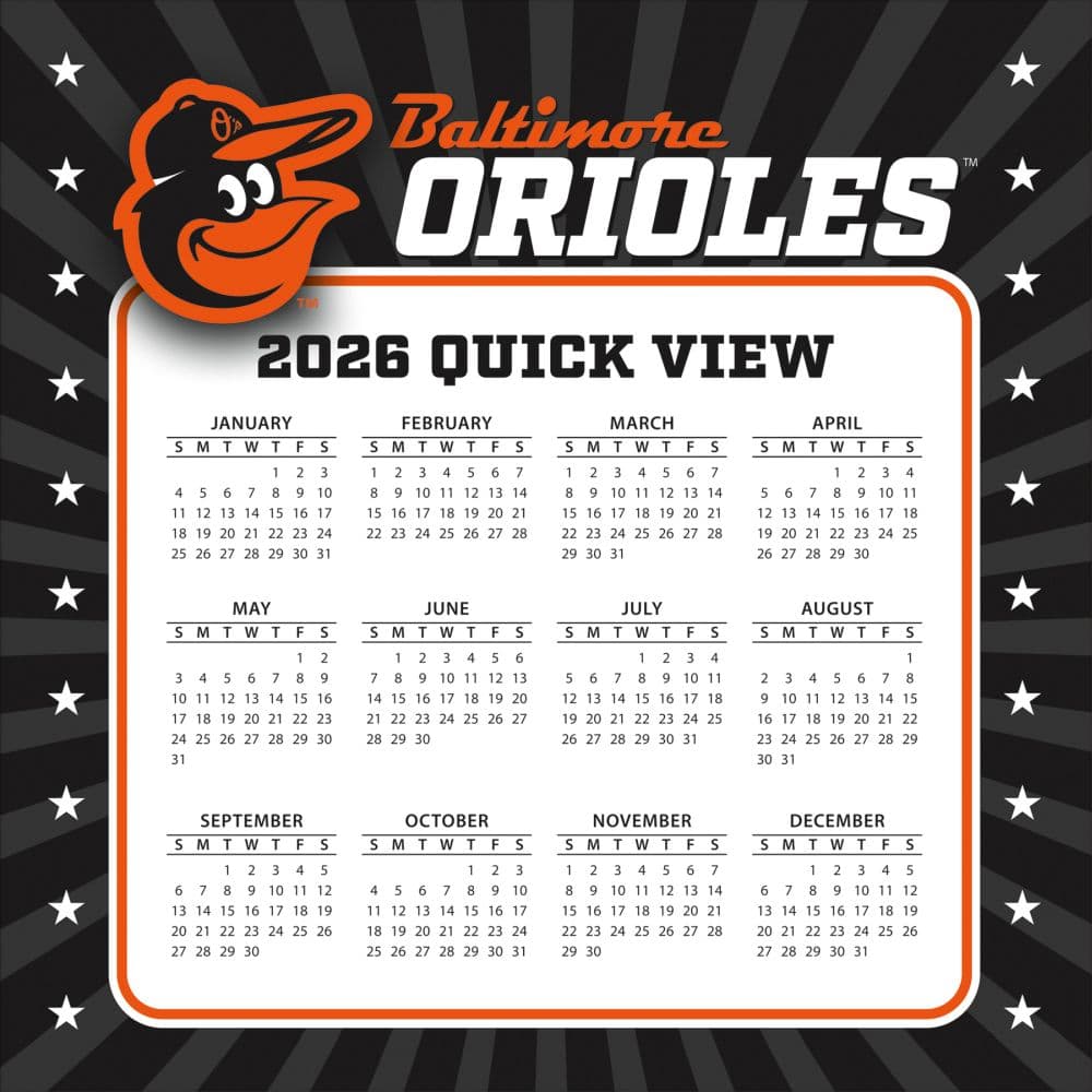MLB Baltimore Orioles 2026 Desk Calendar Fourth Alternate Image