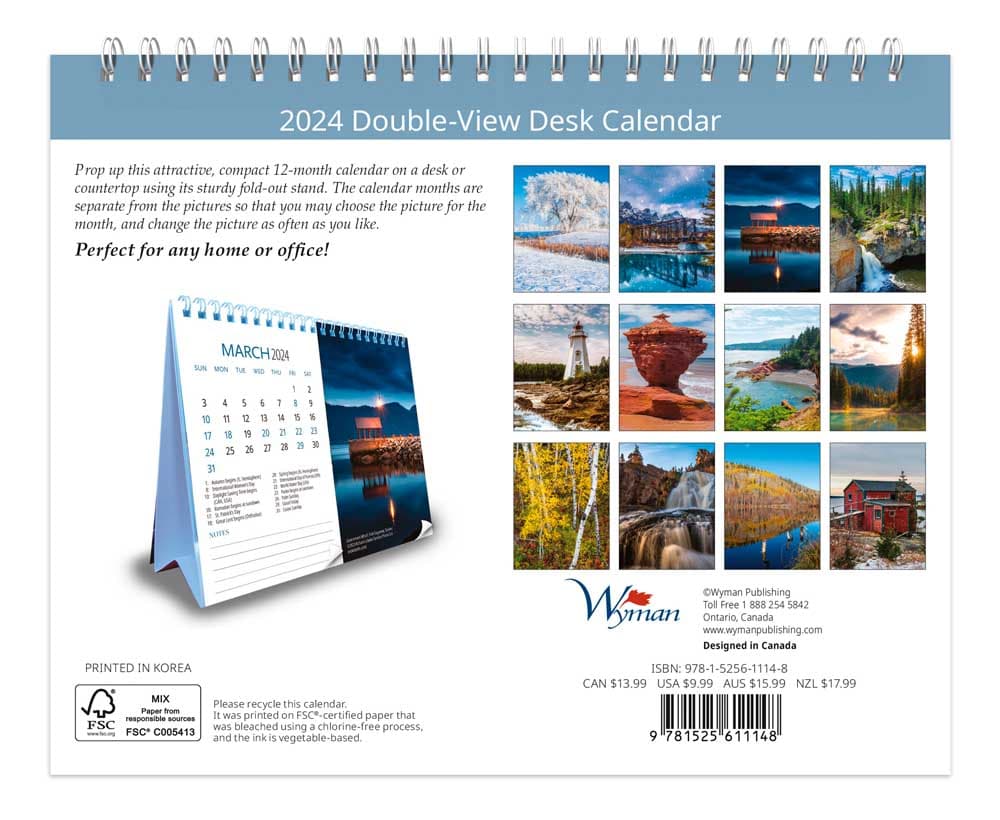 Canadian Geographic Scenic 2024 Easel Calendar back
