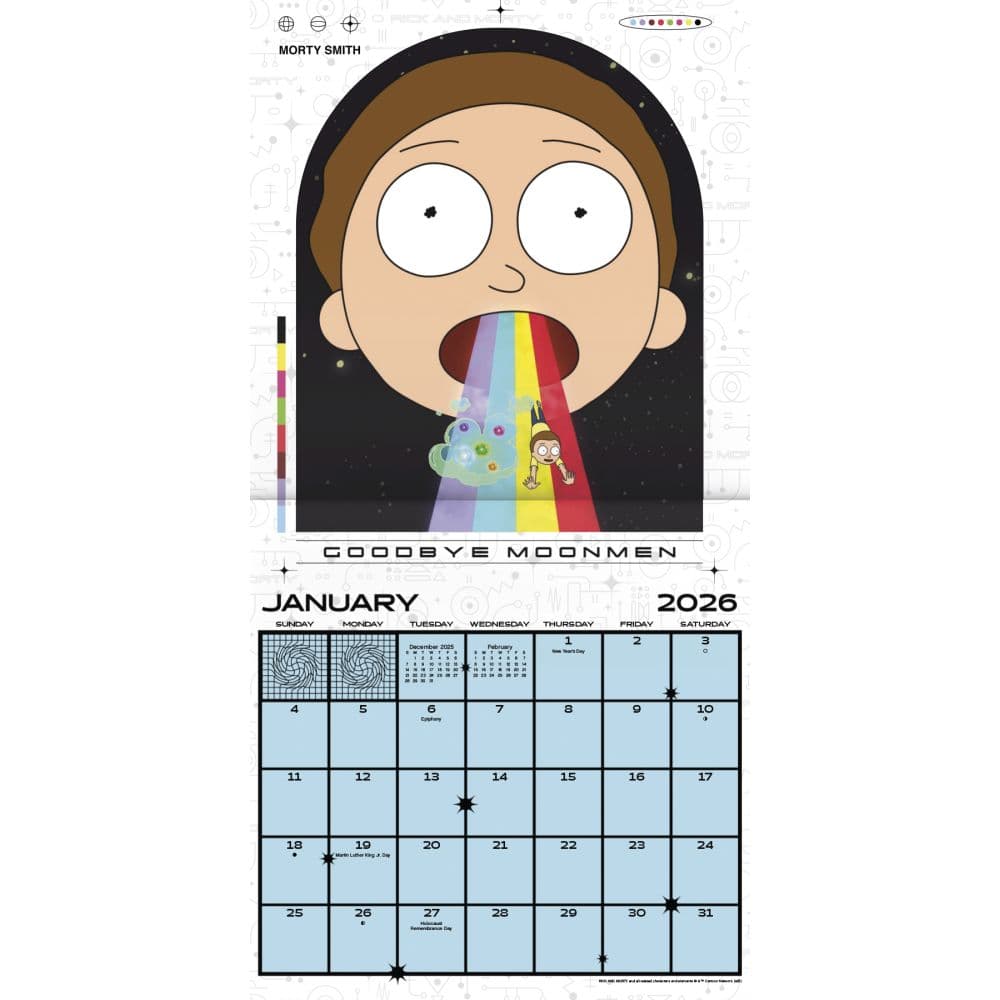 Rick and Morty 2026 Mini Wall Calendar Second Alternate Image