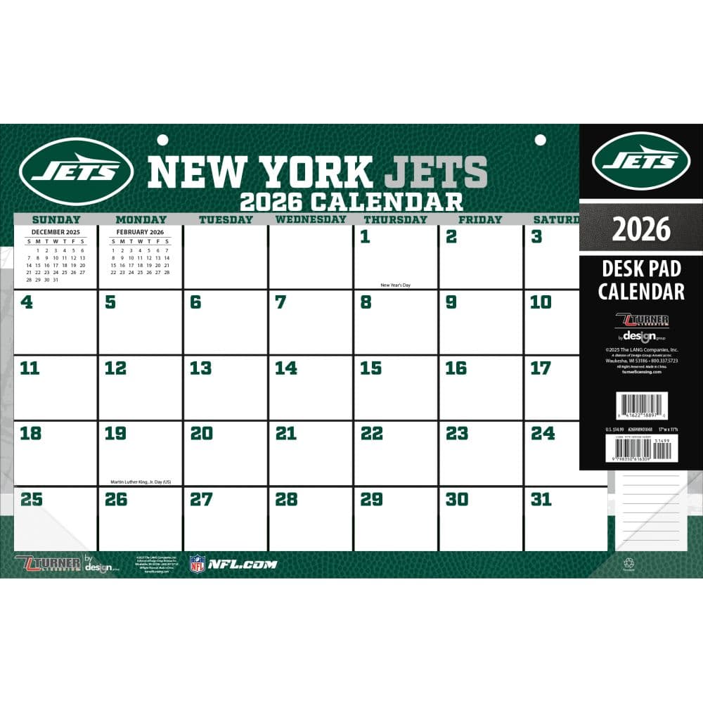 NFL New York Jets Small 2026 Desk Pad Main Product Image