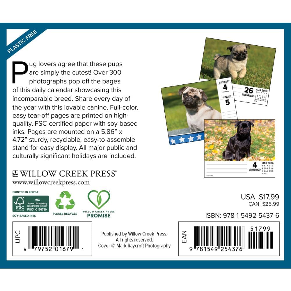 Just Pugs 2026 Desk Calendar First Alternate Image
