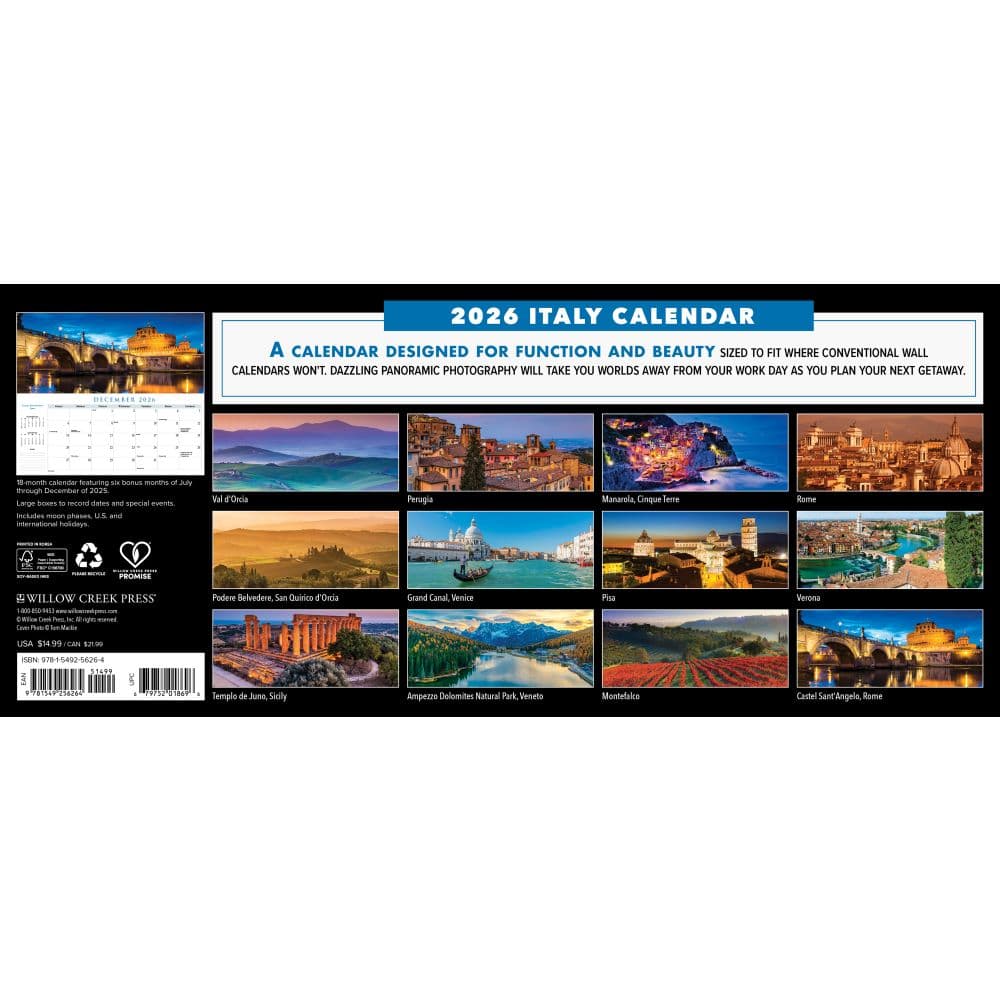Italy Panoramic 2026 Wall Calendar First Alternate Image