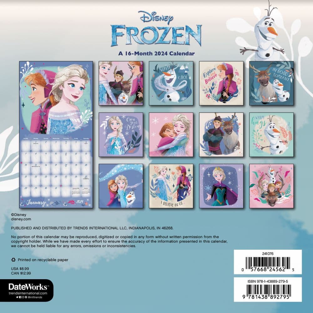 Disney Frozen 2024 Mini Wall Calendar Alternate Image 2