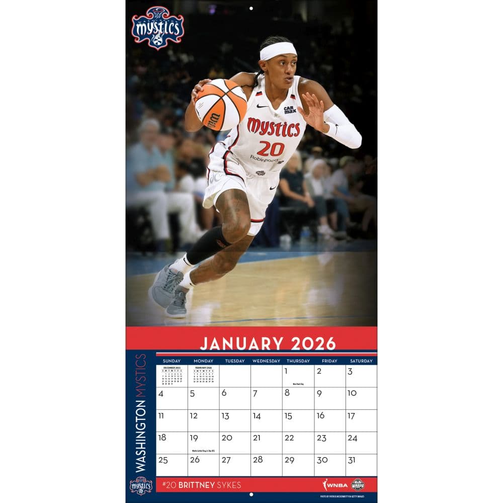 WNBA Washington Mystics 2026 Wall Calendar Third Alternate Image