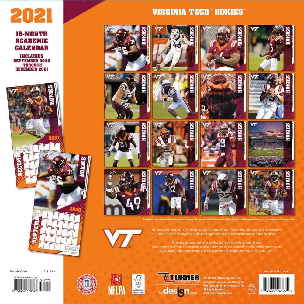 Virginia Tech 2023 Calendar Virginia Tech Hokies Wall Calendar - Calendars.com