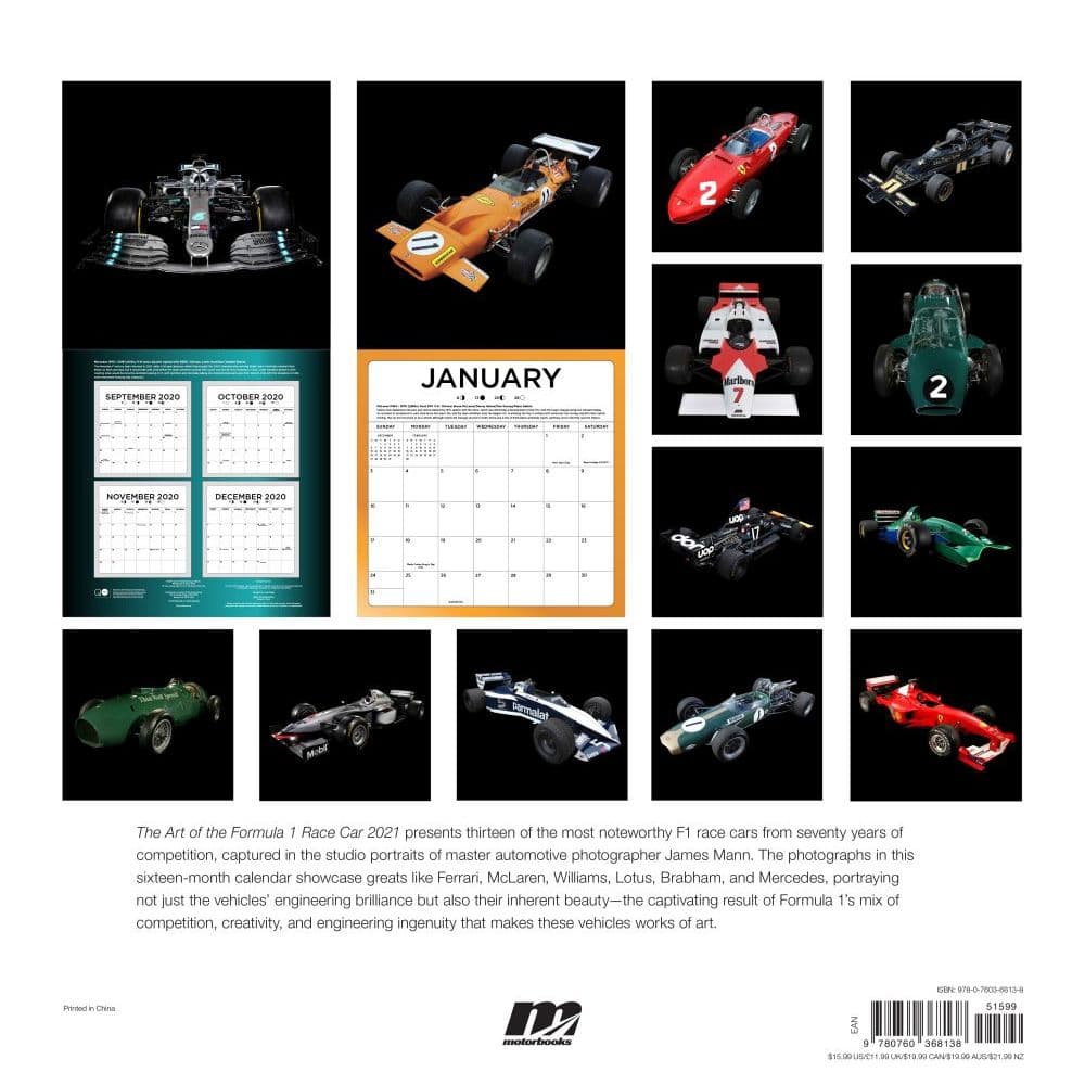 f1 wall calendar 2020