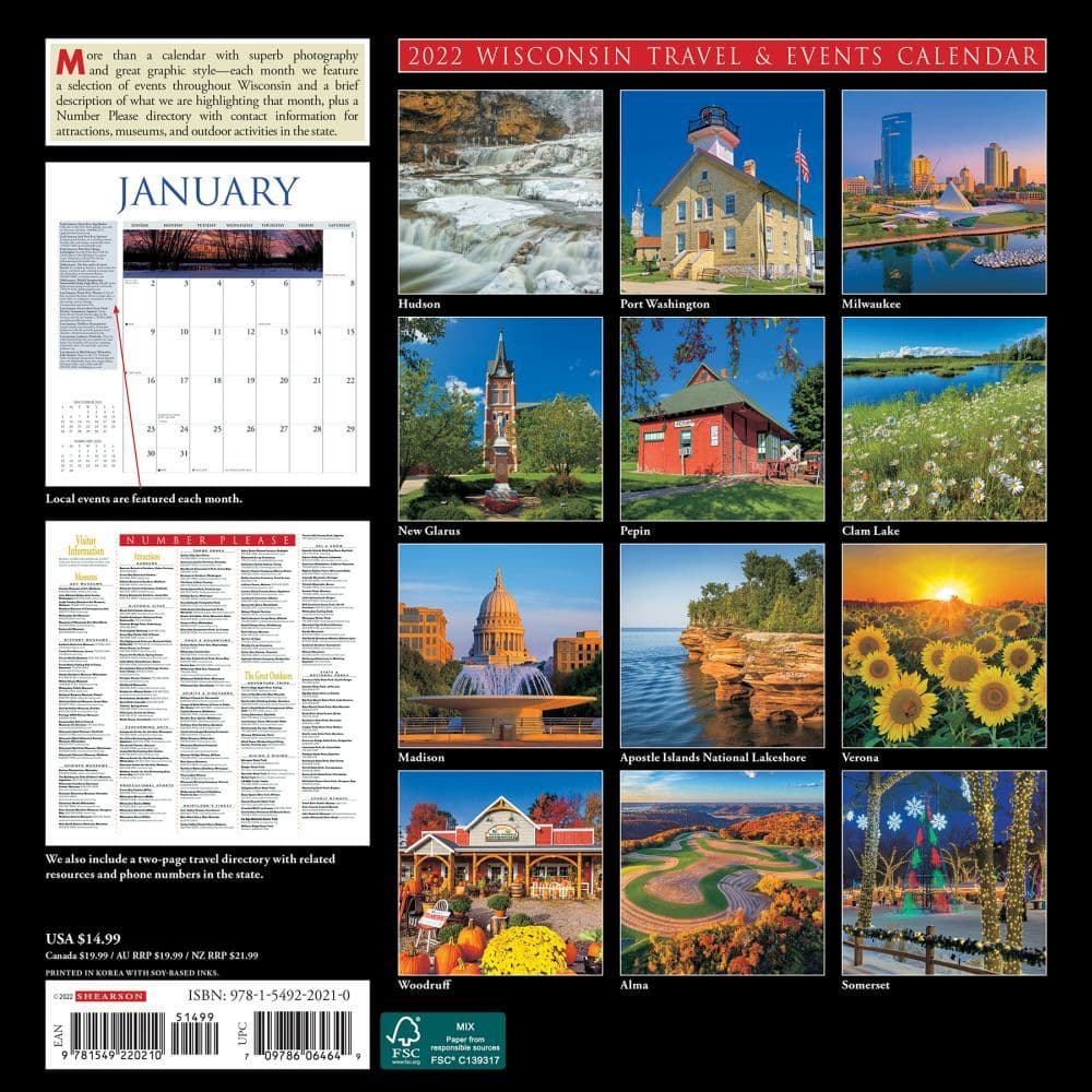 Wisconsin 2022 Schedule Wisconsin Travel And Events 2022 Wall Calendar - Calendars.com