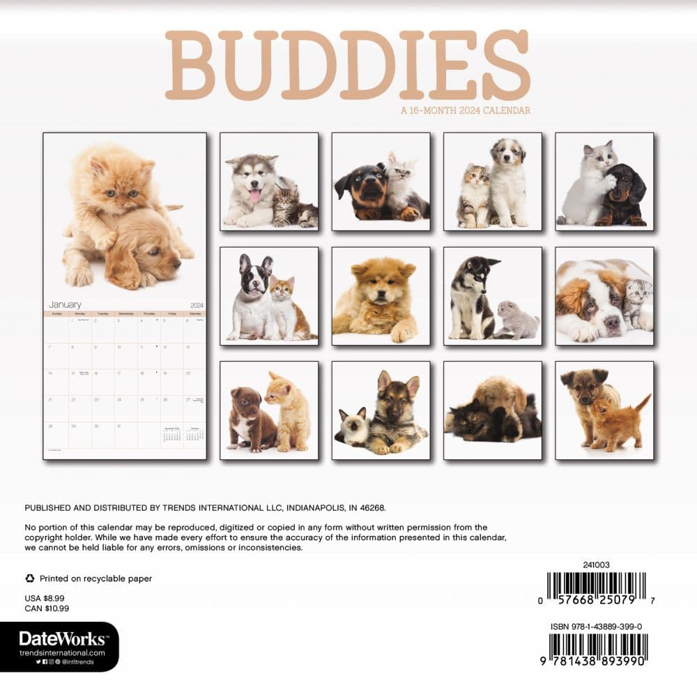 Buddies 2024 Mini Wall Calendar Alternate Image 2