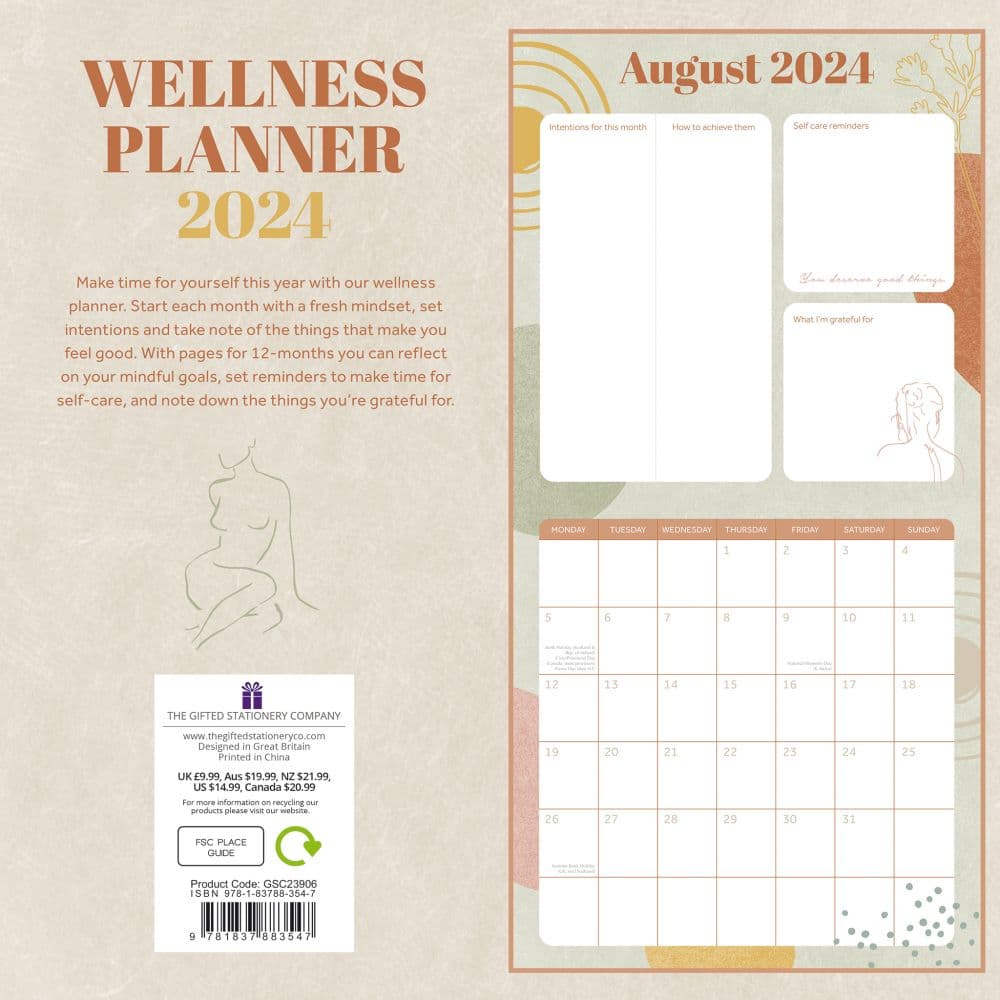 Wellness 2024 Planner 2024 Wall Calendar Alternate Image 1