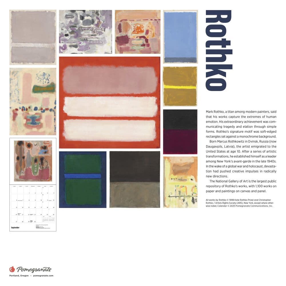 Rothko 2026 Wall Calendar First Alternate Image