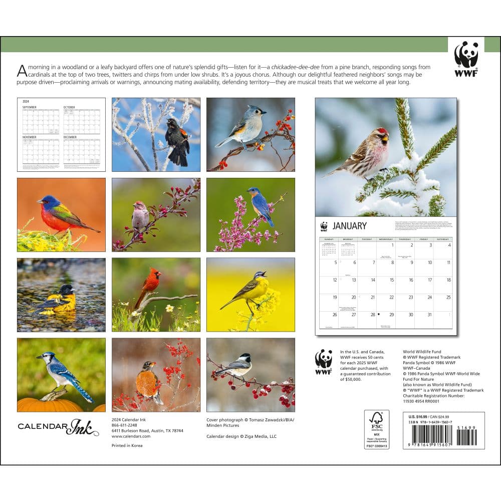 Songbirds WWF 2025 Wall Calendar First Alternate Image width=&quot;1000&quot; height=&quot;1000&quot;