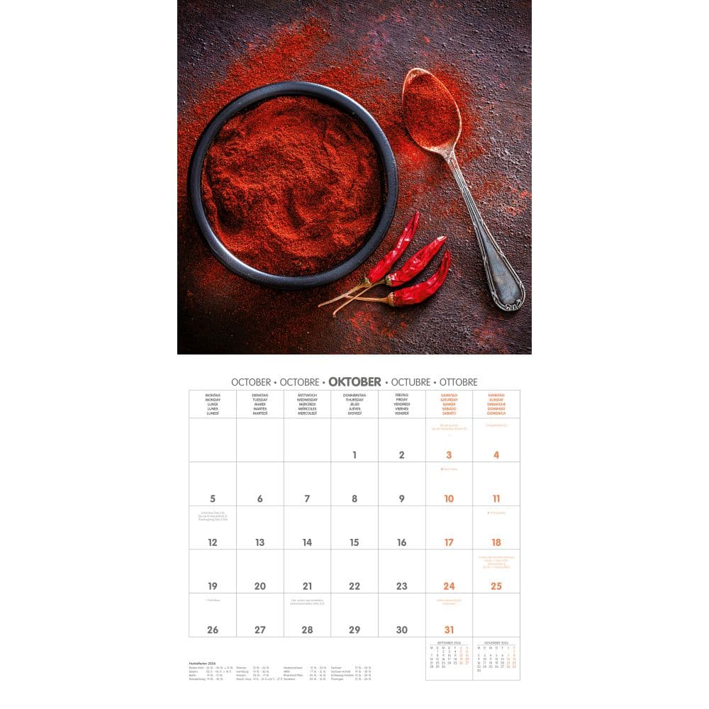 Food and Spices 2026 Wall Calendar Fourth Alternate Image