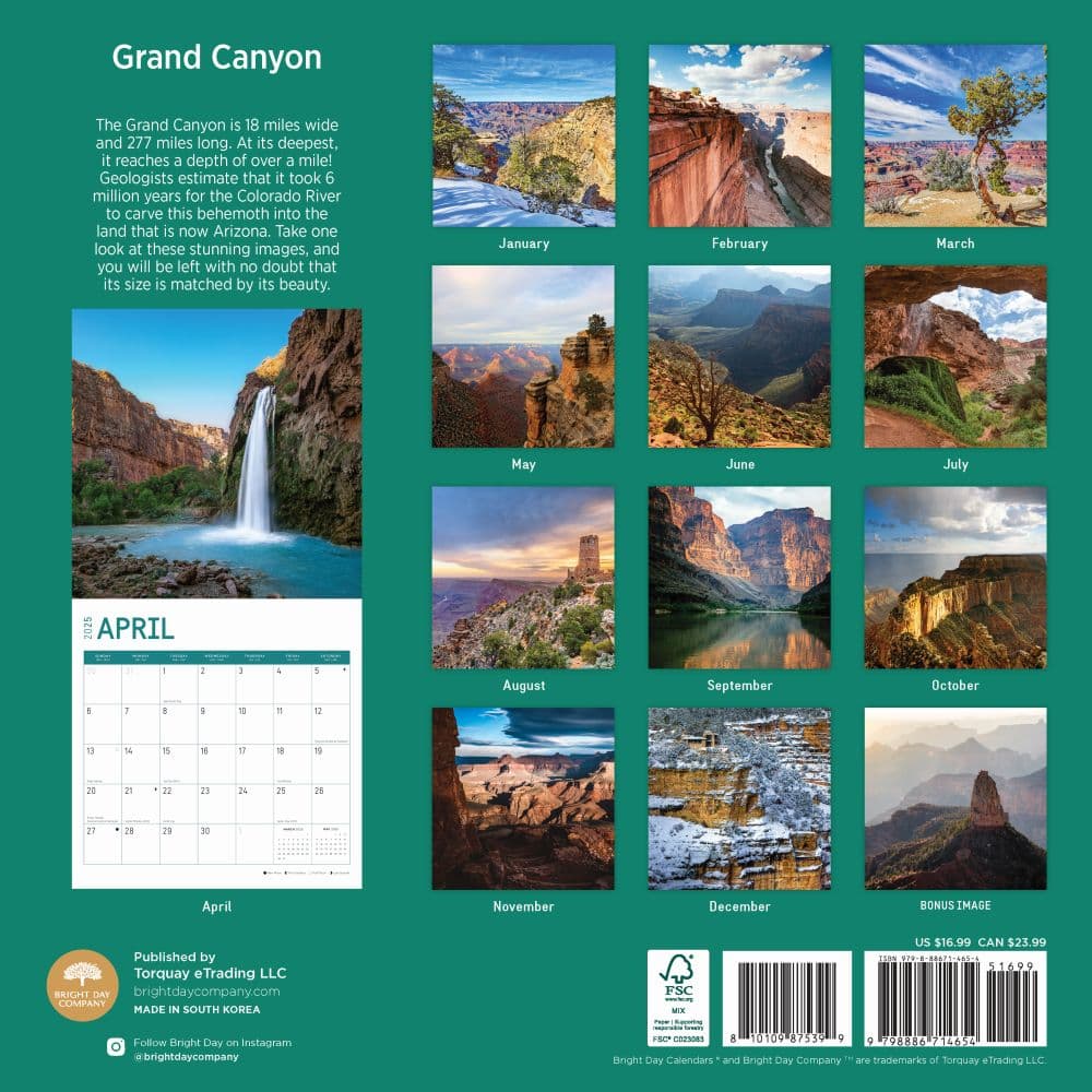 Grand Canyon 2025 Wall Calendar First Alternate Image width="1000" height="1000"