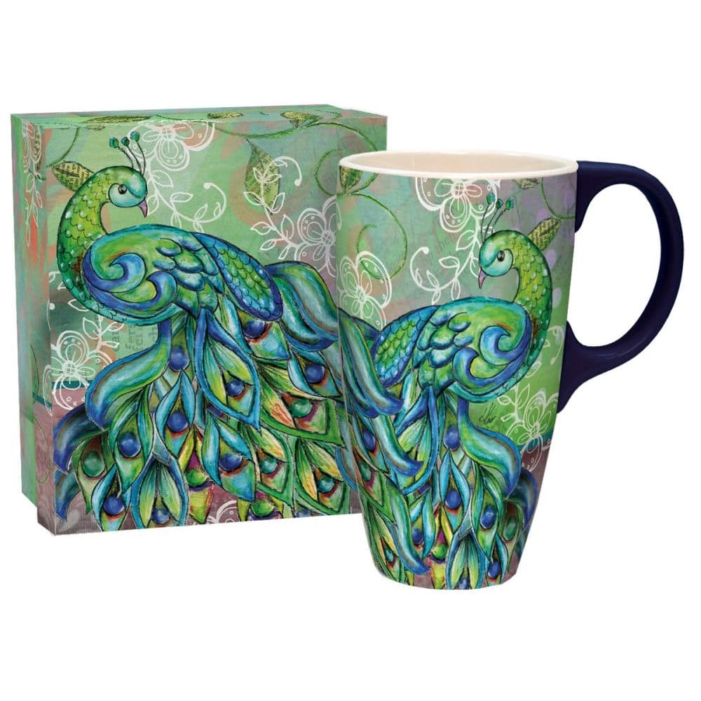Pretty Peacock Lang Latte Mug by Susan Winget Main Image