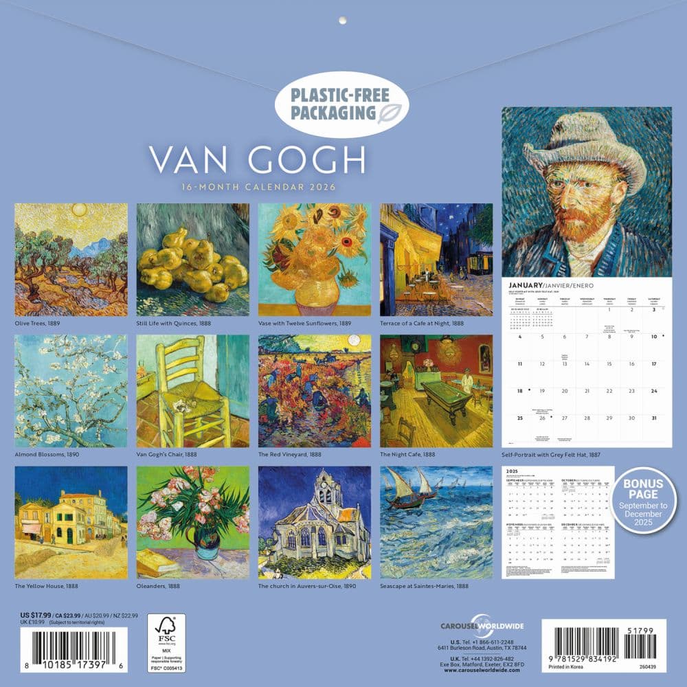 Van Gogh 2026 Wall Calendar First Alternate Image
