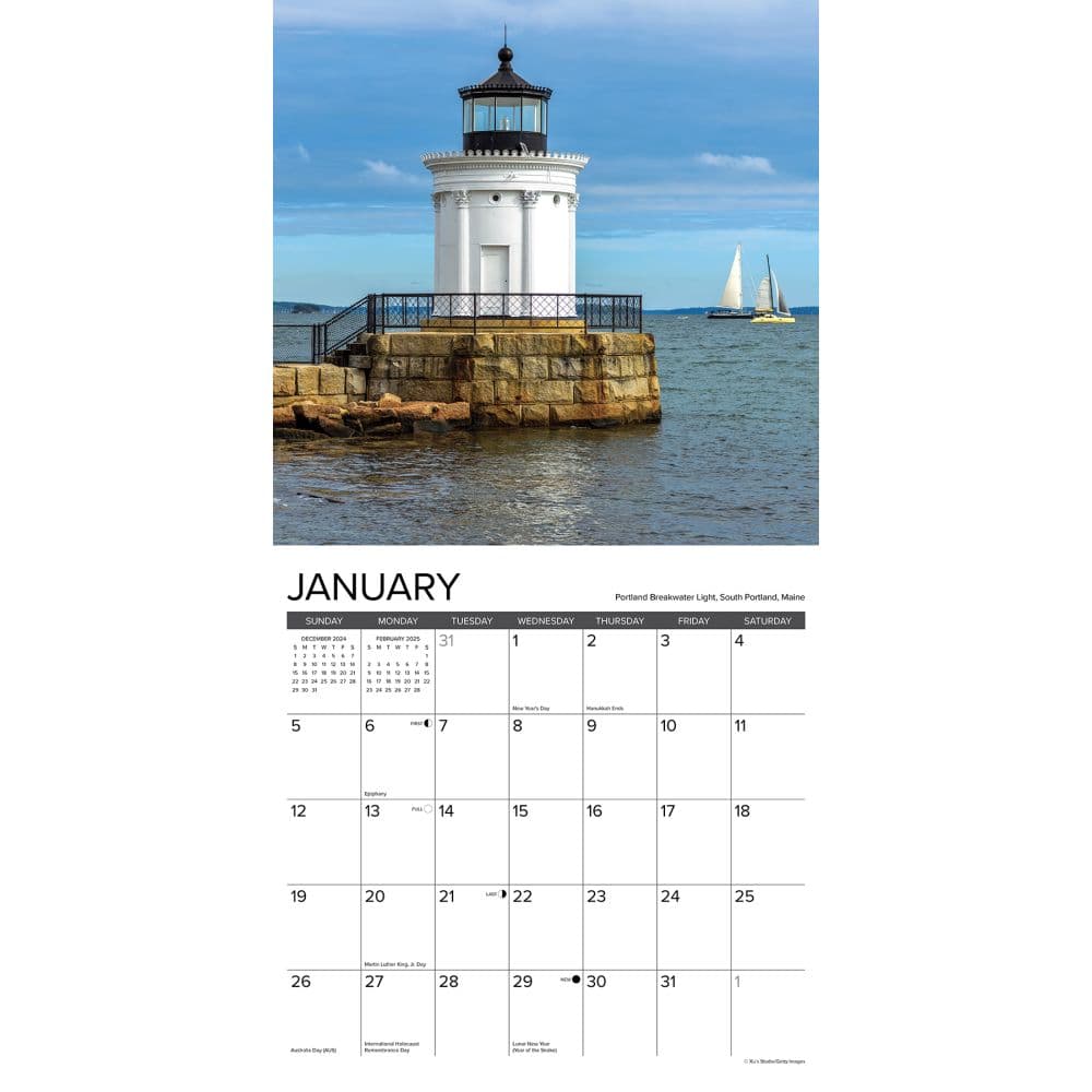 2025 Calendar Lighthouse Yearly