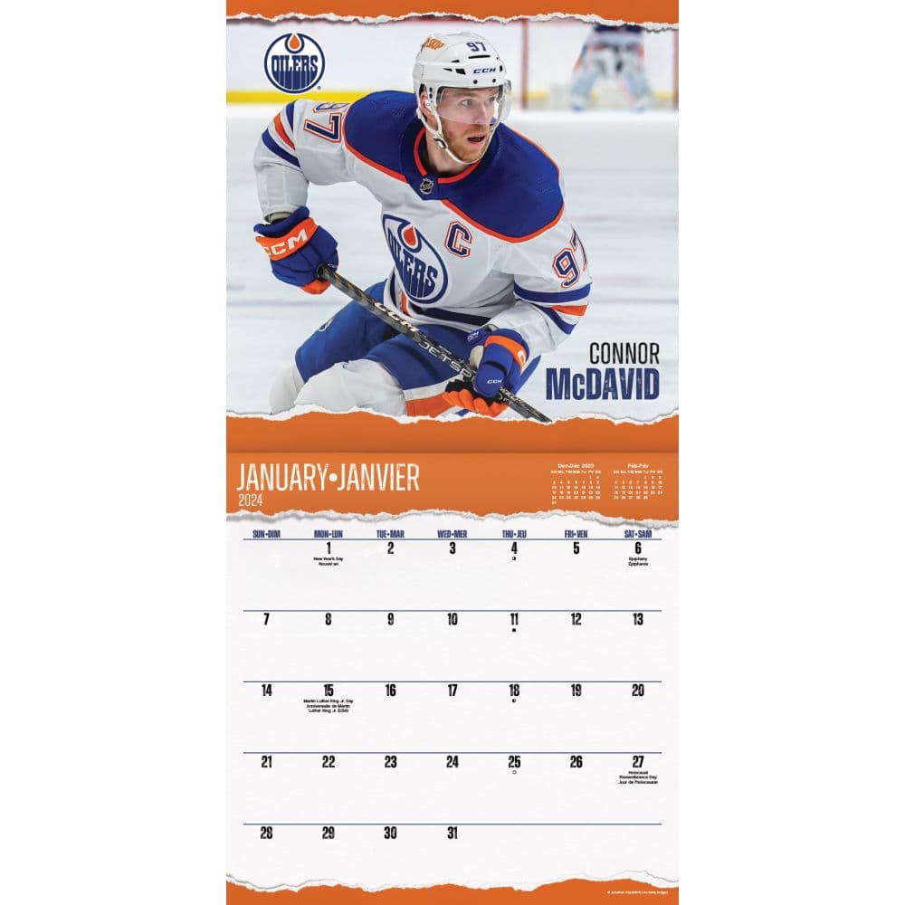 NHL Edmonton Oilers 2024 Wall Calendar Alt2