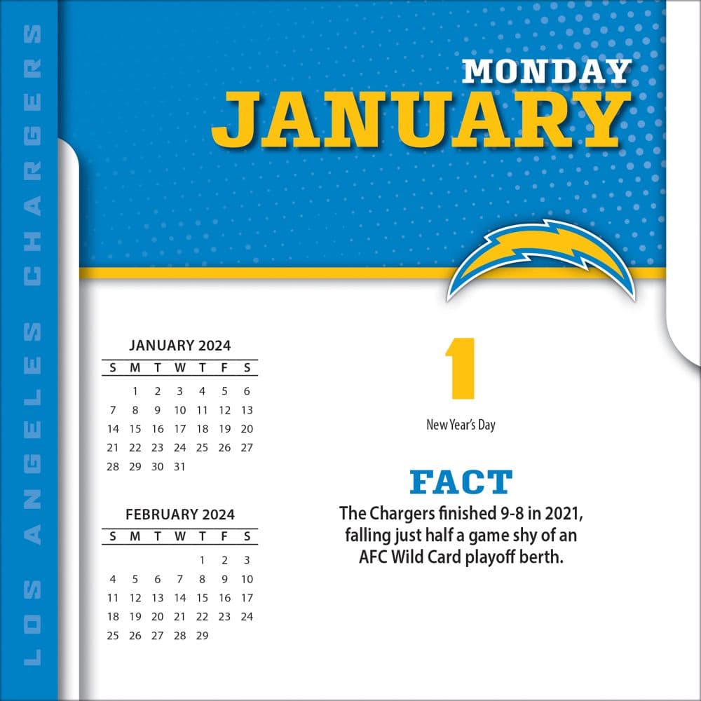 Los Angeles Chargers 2025 Desk Calendar