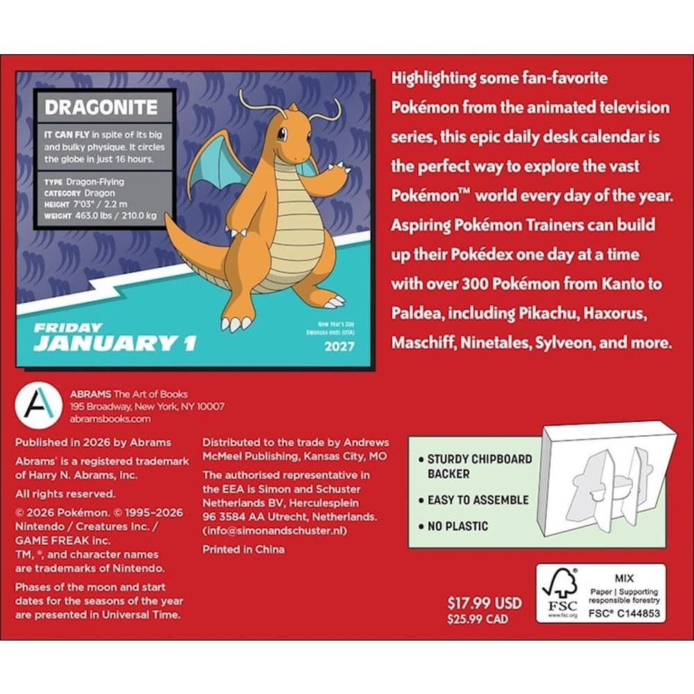 Pokemon 2027 Desk Calendar First Alternate Image