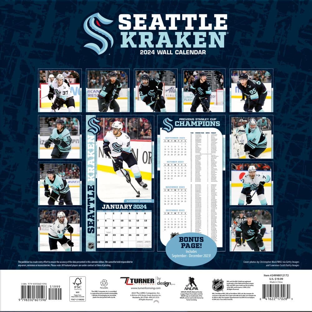 Seattle Kraken 2024 Mini Wall Calendar Calendars com