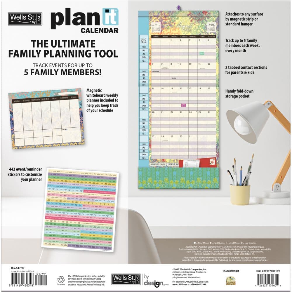 Bohemian Plan It 2024 Wall Calendar