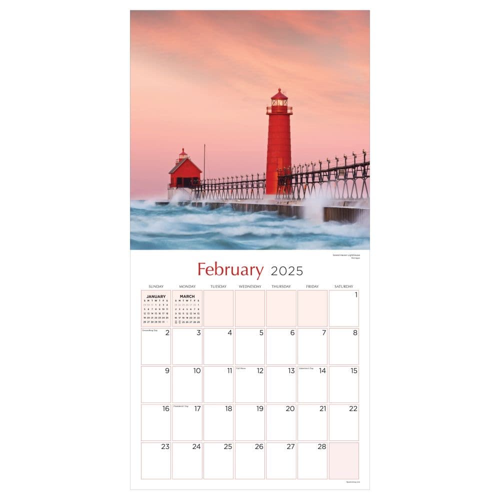 Lighthouses 2025 Wall Calendar February