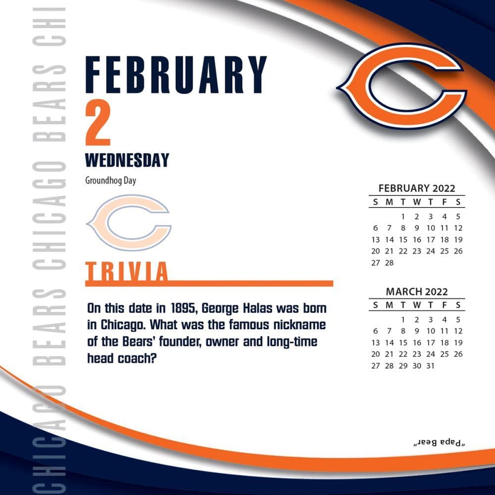 Nfl Chicago Bears 2022 Desk Calendar - Calendars.com