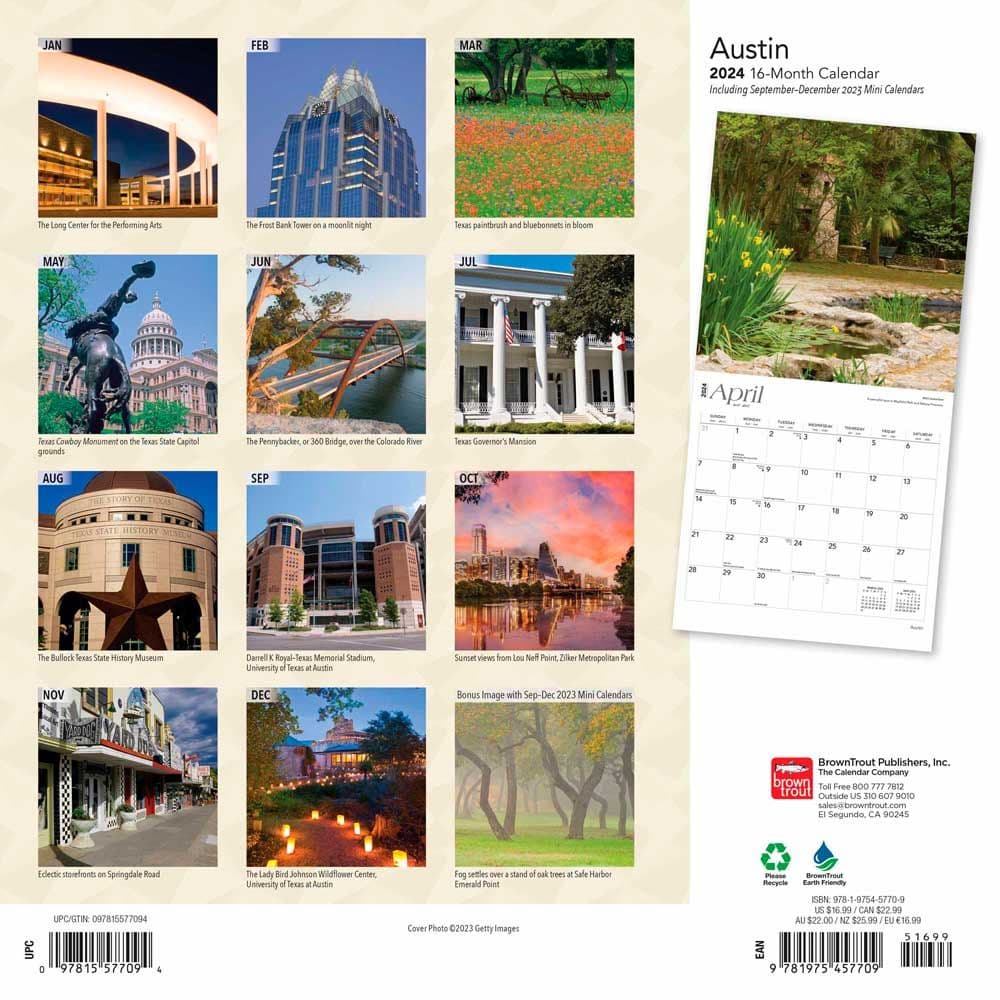 Austin Texas 2024 Wall Calendar