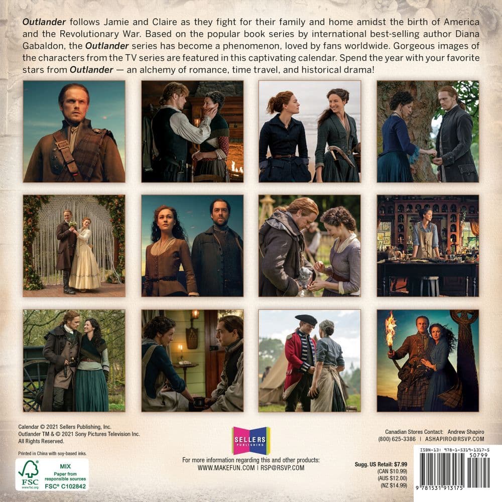Outlander Calendar 2023 Outlander 2022 Mini Wall Calendar - Calendars.com